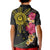 Hawaii and Philippines Together Kid Polo Shirt Hibiscus Flower and Sun Badge Polynesian Pattern Coloful