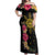 Hawaii and Philippines Together Off Shoulder Maxi Dress Hibiscus Flower and Sun Badge Polynesian Pattern Coloful