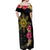 Hawaii and Philippines Together Off Shoulder Maxi Dress Hibiscus Flower and Sun Badge Polynesian Pattern Coloful