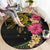 Hawaii and Philippines Together Round Carpet Hibiscus Flower and Sun Badge Polynesian Pattern Coloful