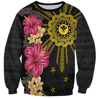 Hawaii and Philippines Together Sweatshirt Hibiscus Flower and Sun Badge Polynesian Pattern Coloful