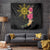 Hawaii and Philippines Together Tapestry Hibiscus Flower and Sun Badge Polynesian Pattern Coloful