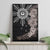 Hawaii and Philippines Together Canvas Wall Art Hibiscus Flower and Sun Badge Polynesian Pattern Grayscale