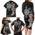 Hawaii and Philippines Together Family Matching Long Sleeve Bodycon Dress and Hawaiian Shirt Hibiscus Flower and Sun Badge Polynesian Pattern Grayscale