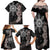 Hawaii and Philippines Together Family Matching Off Shoulder Maxi Dress and Hawaiian Shirt Hibiscus Flower and Sun Badge Polynesian Pattern Grayscale