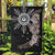 Hawaii and Philippines Together Garden Flag Hibiscus Flower and Sun Badge Polynesian Pattern Grayscale