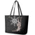 Hawaii and Philippines Together Leather Tote Bag Hibiscus Flower and Sun Badge Polynesian Pattern Grayscale