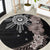 Hawaii and Philippines Together Round Carpet Hibiscus Flower and Sun Badge Polynesian Pattern Grayscale