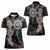 Hawaii and Philippines Together Women Polo Shirt Hibiscus Flower and Sun Badge Polynesian Pattern Grayscale