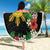 Tropical Hawaii and Philippines Beach Blanket Kanaka Maoli and Sun Badge Batok Tattoo Colorful