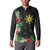 Tropical Hawaii and Philippines Button Sweatshirt Kanaka Maoli and Sun Badge Batok Tattoo Colorful