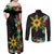 Tropical Hawaii and Philippines Couples Matching Off Shoulder Maxi Dress and Long Sleeve Button Shirt Kanaka Maoli and Sun Badge Batok Tattoo Colorful