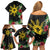 Tropical Hawaii and Philippines Family Matching Off Shoulder Short Dress and Hawaiian Shirt Kanaka Maoli and Sun Badge Batok Tattoo Colorful