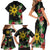 Tropical Hawaii and Philippines Family Matching Short Sleeve Bodycon Dress and Hawaiian Shirt Kanaka Maoli and Sun Badge Batok Tattoo Colorful