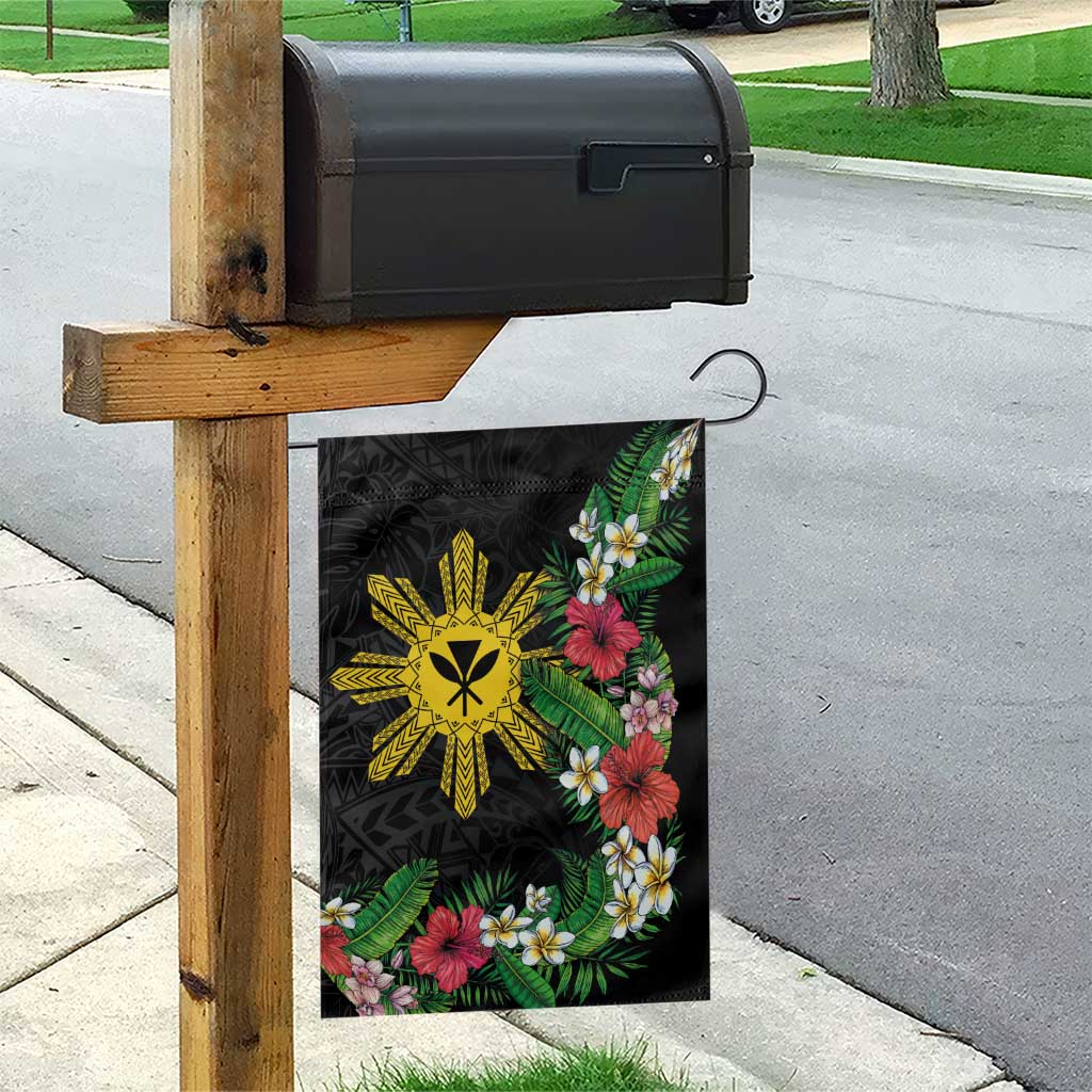 Tropical Hawaii and Philippines Garden Flag Kanaka Maoli and Sun Badge Batok Tattoo Colorful