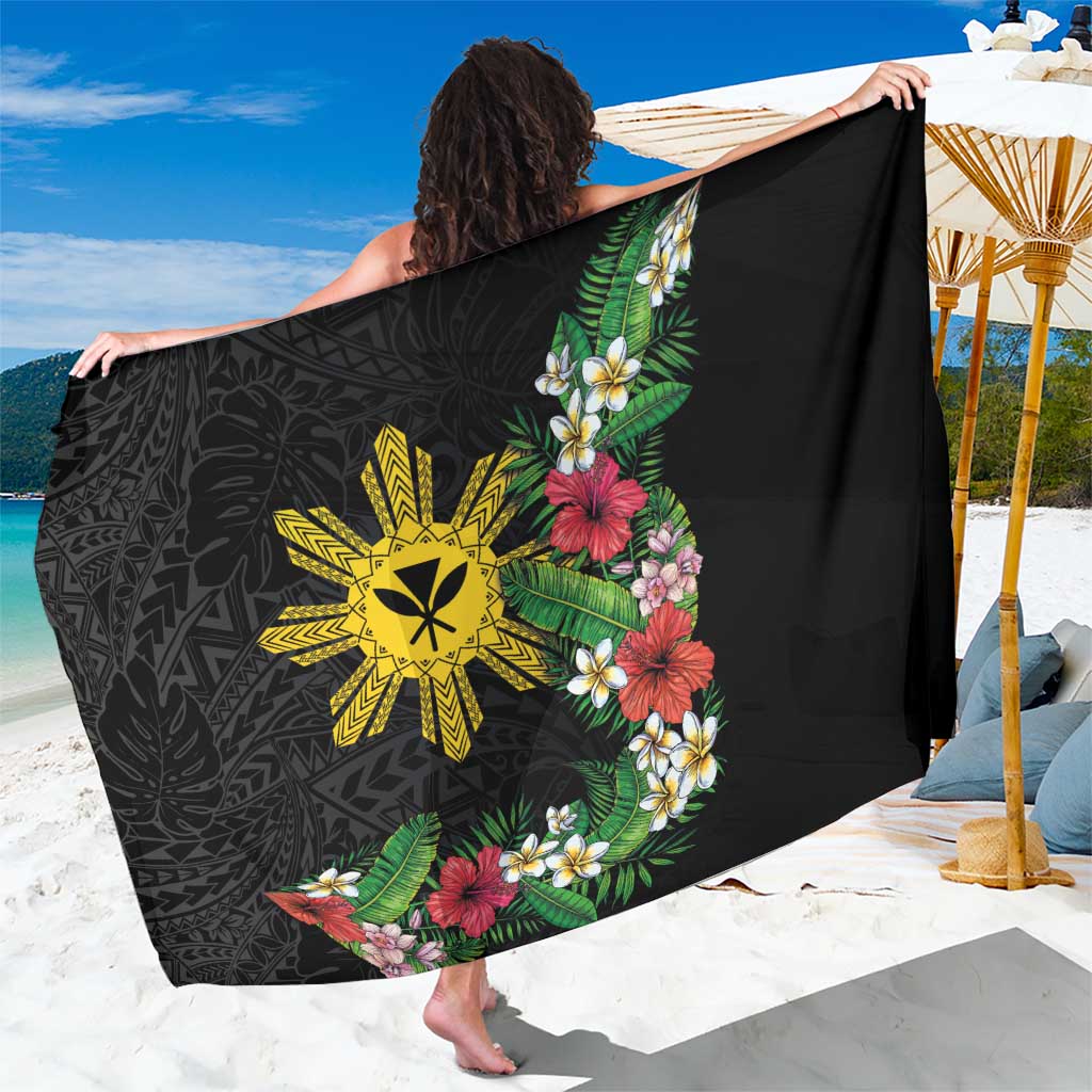 Tropical Hawaii and Philippines Sarong Kanaka Maoli and Sun Badge Batok Tattoo Colorful