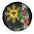 Tropical Hawaii and Philippines Spare Tire Cover Kanaka Maoli and Sun Badge Batok Tattoo Colorful