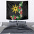 Tropical Hawaii and Philippines Tapestry Kanaka Maoli and Sun Badge Batok Tattoo Colorful