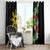 Tropical Hawaii and Philippines Window Curtain Kanaka Maoli and Sun Badge Batok Tattoo Colorful