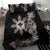 Tropical Hawaii and Philippines Bedding Set Kanaka Maoli and Sun Badge Batok Tattoo Grayscale