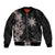 Tropical Hawaii and Philippines Bomber Jacket Kanaka Maoli and Sun Badge Batok Tattoo Grayscale