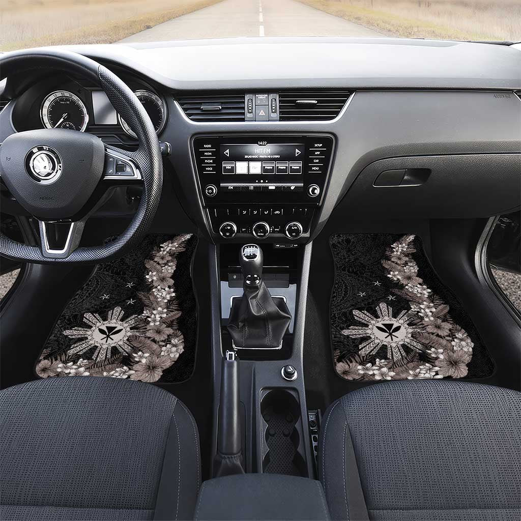 Tropical Hawaii and Philippines Car Mats Kanaka Maoli and Sun Badge Batok Tattoo Grayscale