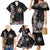 Tropical Hawaii and Philippines Family Matching Mermaid Dress and Hawaiian Shirt Kanaka Maoli and Sun Badge Batok Tattoo Grayscale