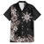 Tropical Hawaii and Philippines Family Matching Off The Shoulder Long Sleeve Dress and Hawaiian Shirt Kanaka Maoli and Sun Badge Batok Tattoo Grayscale