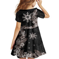 Tropical Hawaii and Philippines Family Matching Off Shoulder Maxi Dress and Hawaiian Shirt Kanaka Maoli and Sun Badge Batok Tattoo Grayscale