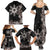 Tropical Hawaii and Philippines Family Matching Summer Maxi Dress and Hawaiian Shirt Kanaka Maoli and Sun Badge Batok Tattoo Grayscale