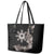 Tropical Hawaii and Philippines Leather Tote Bag Kanaka Maoli and Sun Badge Batok Tattoo Grayscale