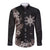 Tropical Hawaii and Philippines Long Sleeve Button Shirt Kanaka Maoli and Sun Badge Batok Tattoo Grayscale