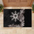 Tropical Hawaii and Philippines Rubber Doormat Kanaka Maoli and Sun Badge Batok Tattoo Grayscale