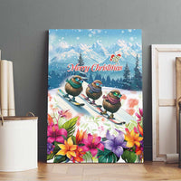 New Zealand Merry Christmas Canvas Wall Art Kiwi Birds Snow Boarding-Vibrant Tropical Flower - Polynesian Pride