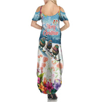 New Zealand Merry Christmas Family Matching Summer Maxi Dress and Hawaiian Shirt Kiwi Birds Snow Boarding-Vibrant Tropical Flower - Polynesian Pride