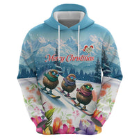 New Zealand Merry Christmas Hoodie Kiwi Birds Snow Boarding-Vibrant Tropical Flower - Polynesian Pride