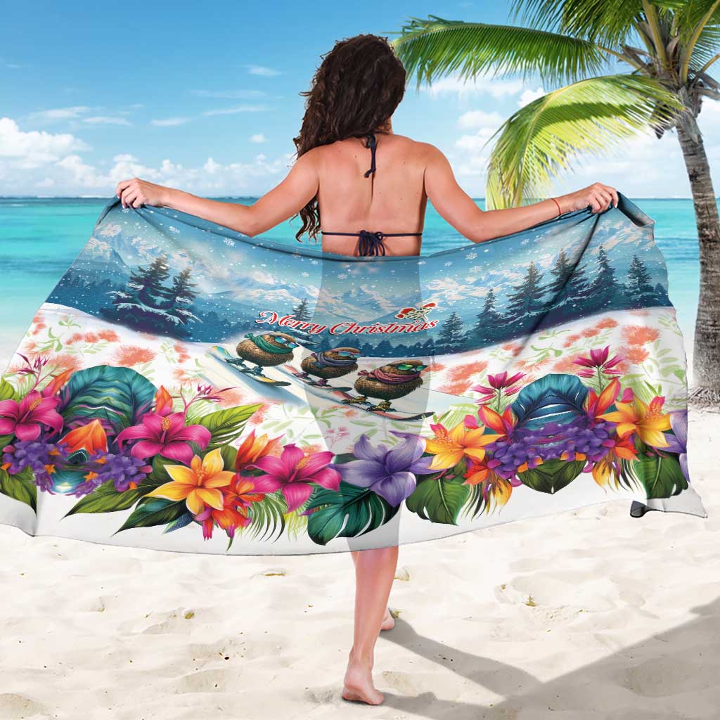 New Zealand Merry Christmas Sarong Kiwi Birds Snow Boarding-Vibrant Tropical Flower - Polynesian Pride
