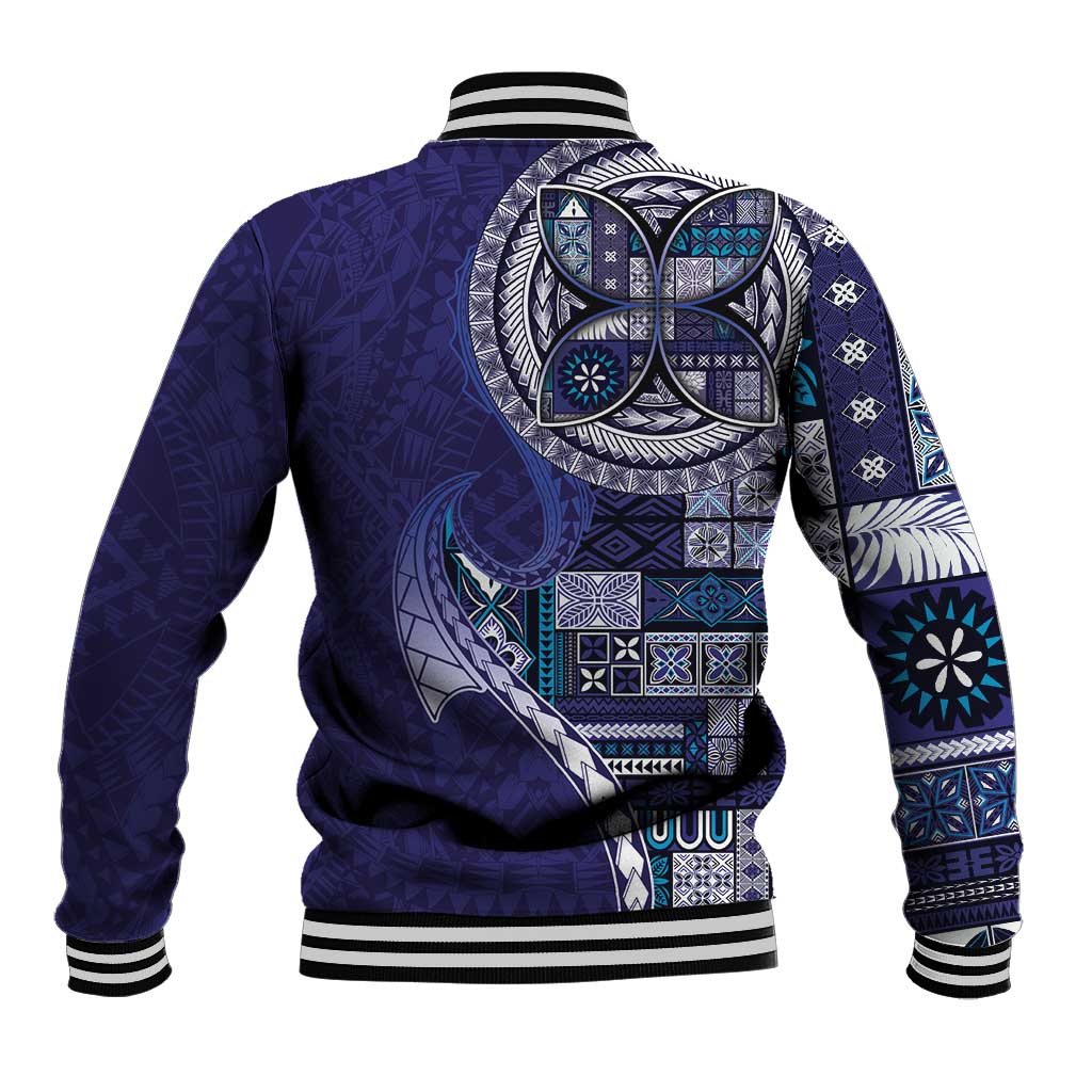 Samoan Siapo Art Tattoo Polynesian Pattern Baseball Jacket Navy Color LT03 - Polynesian Pride