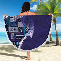 Samoan Siapo Art Tattoo Polynesian Pattern Beach Blanket Navy Color LT03 - Polynesian Pride