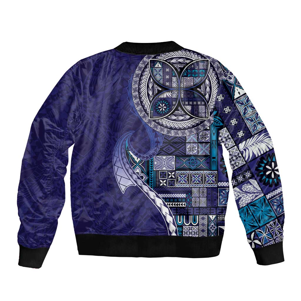 Samoan Siapo Art Tattoo Polynesian Pattern Bomber Jacket Navy Color - Polynesian Pride