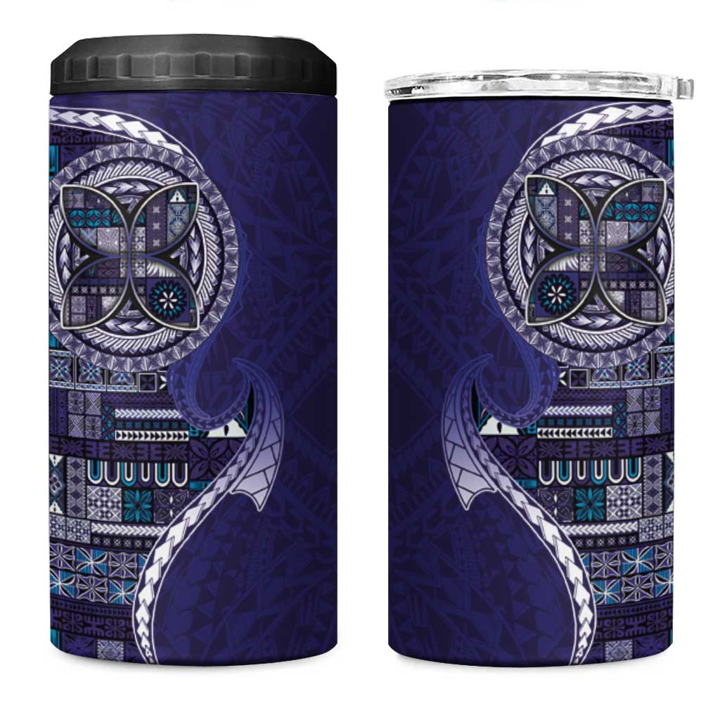 Samoan Siapo Art Tattoo Polynesian Pattern 4 in 1 Can Cooler Tumbler Navy Color LT03 One Size: 16 oz Navy - Polynesian Pride