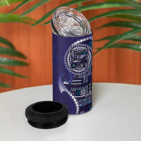 Samoan Siapo Art Tattoo Polynesian Pattern 4 in 1 Can Cooler Tumbler Navy Color - Polynesian Pride