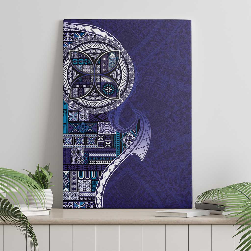 Samoan Siapo Art Tattoo Polynesian Pattern Canvas Wall Art Navy Color LT03 - Polynesian Pride