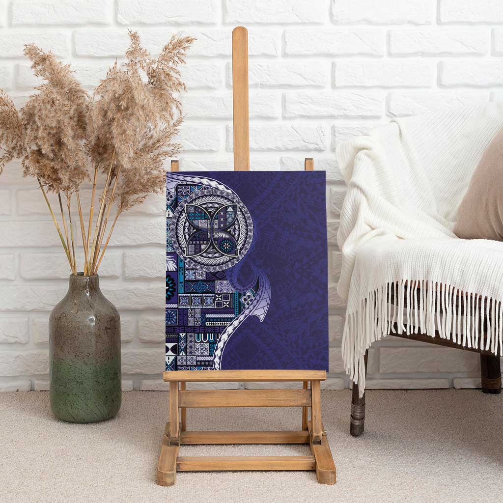 Samoan Siapo Art Tattoo Polynesian Pattern Canvas Wall Art Navy Color LT03 - Polynesian Pride