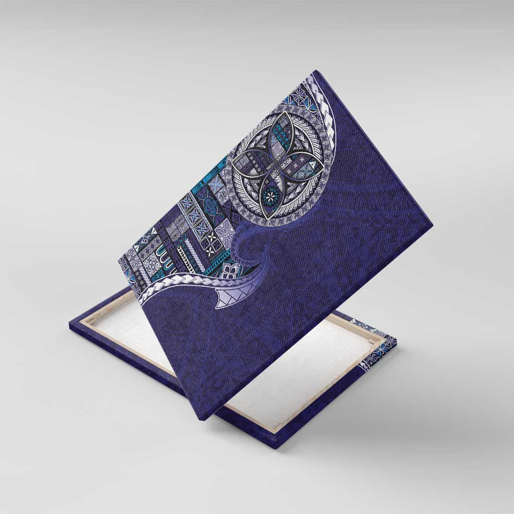 Samoan Siapo Art Tattoo Polynesian Pattern Canvas Wall Art Navy Color LT03 With Frame Navy - Polynesian Pride