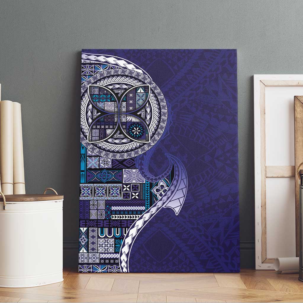 Samoan Siapo Art Tattoo Polynesian Pattern Canvas Wall Art Navy Color LT03 - Polynesian Pride