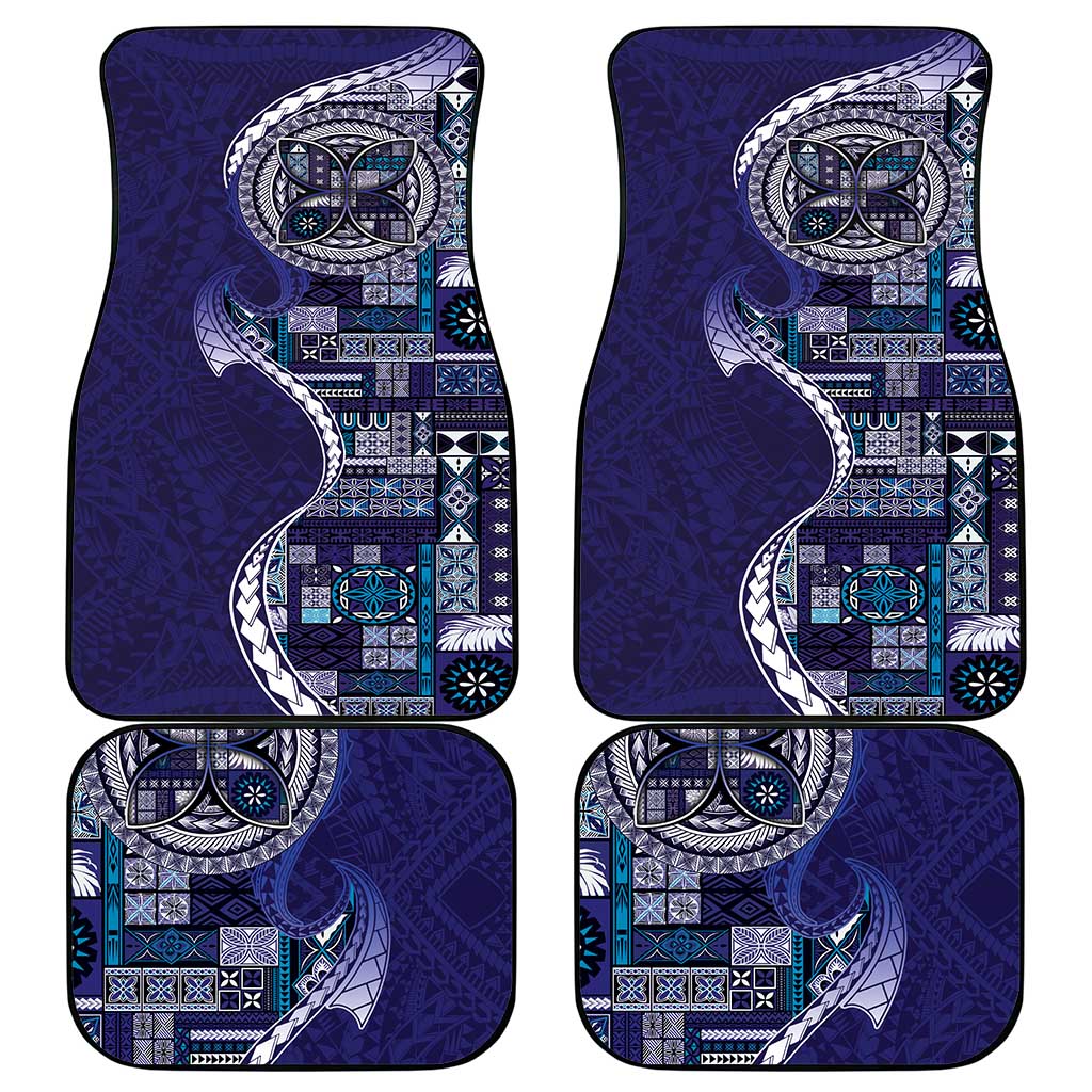 Samoan Siapo Art Tattoo Polynesian Pattern Car Mats Navy Color LT03 - Polynesian Pride