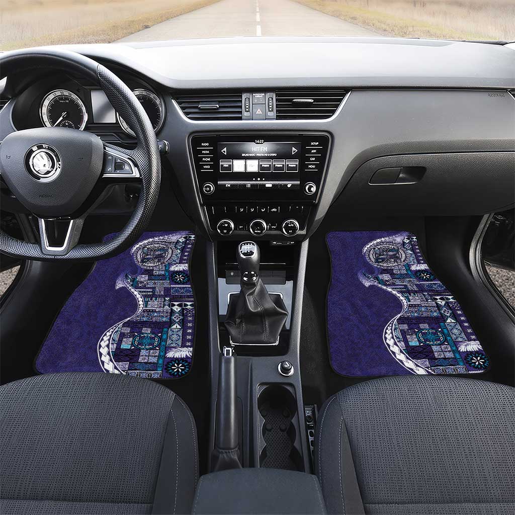Samoan Siapo Art Tattoo Polynesian Pattern Car Mats Navy Color LT03 Set 2pcs - Front Navy - Polynesian Pride