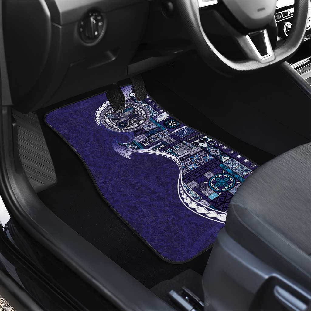 Samoan Siapo Art Tattoo Polynesian Pattern Car Mats Navy Color LT03 - Polynesian Pride