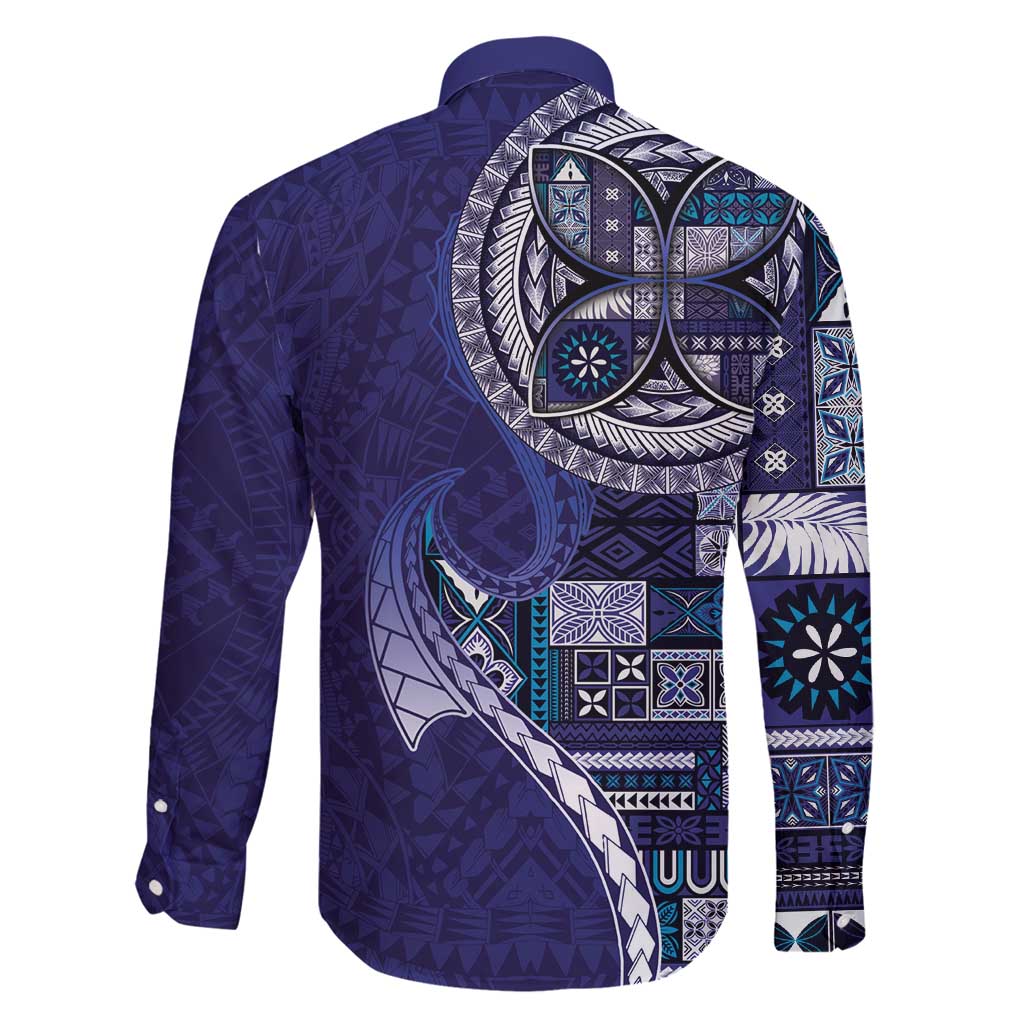 Samoan Siapo Art Tattoo Polynesian Pattern Family Matching Mermaid Dress and Hawaiian Shirt Navy Color - Polynesian Pride